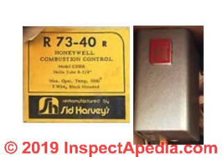 Sid Harvey R73-40 re-manufactured Honeywell Stack Relay control device (C) InspectApedia.com